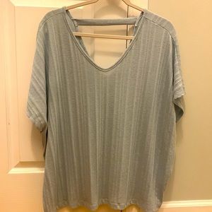 White Birch Sage Green Oversized V Neck Tee
